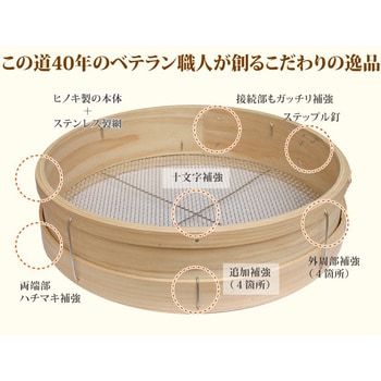 OU031-05 木製曲げ輪ふるい(通し)30cmタイプ 中目(6.0mm) 1台 アイデア