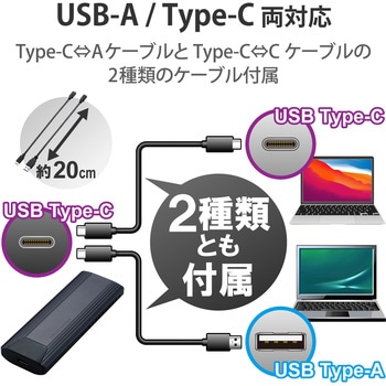 SSDケース NVMe対応 ケーブル付属(USBA・Type-C) データ移行ソフト付 スクリューレス設計 高速データ転送 ロジテック
