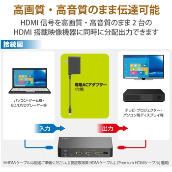 VSP-HDP12BK HDMI分配器 2/4/8ポート 出力 入力×1 4K 60P 対応