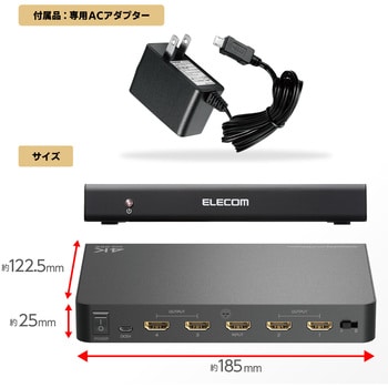 VSP-HDP14BK HDMI分配器 4K 60P 対応 1入力 スプリッター 1個 エレコム