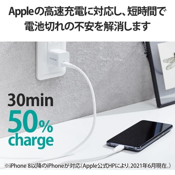 スマホ充電器 AC充電器 タイプC×1ポート PD 20W 小型 軽量 USBコンセント iPhone エレコム
