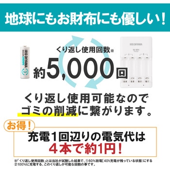ビックキャパ リチャージ ニッケル水素電池 4本パック アイリスオーヤマ