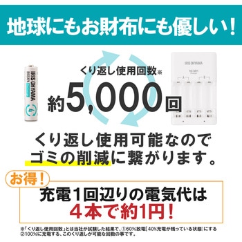 ビックキャパ リチャージ ニッケル水素電池 4本パック アイリスオーヤマ