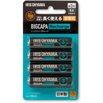 ビックキャパ リチャージ ニッケル水素電池 4本パック アイリスオーヤマ