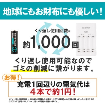 ビックキャパ リチャージ 充電器セット 単3形4個付 アイリスオーヤマ