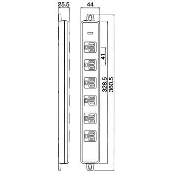 MR7706TJ3 横形OA用接地タップ6コ口 1個 明工社 【通販サイトMonotaRO】