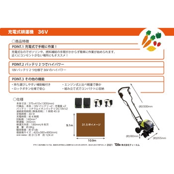 充電式耕うん機 36V 与板利器工業
