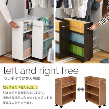 収納ラック 3段 キャスター付き  (19.5×58.5) 3色展開(NA DB WH) 2/4個セット Ideal Rack