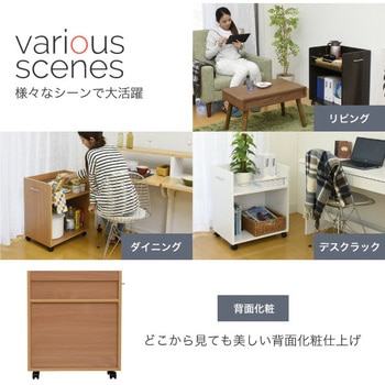収納ラック 2段 キャスター付き  (38.5×58.5) 3色展開(NA DB WH) 2個セット Ideal Rack