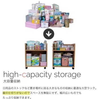 収納ラック 2段 キャスター付き  (38.5×58.5) 3色展開(NA DB WH) 2個セット Ideal Rack