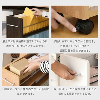 収納ラック 3段 キャスター付き  (19.5×78.5) 3色展開(NA DB WH) 2/4個セット Ideal Rack
