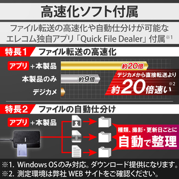 カードリーダー USB3.0 超高速 【SD+microSD+MS+CF対応】 ケーブル50cm付 USB-A エレコム