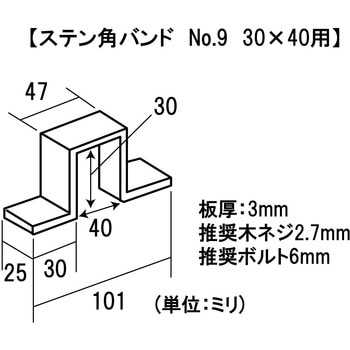 モリギン ステン角バンド 穴あき ACE(エース)