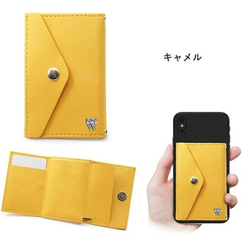ミニマム財布 「and W」 セット品/PUレザー(キャメル)・スマホリング(ブラック) 39thanks