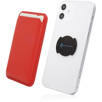 くるっと装着 着脱簡単スマートカードケース ワイヤレス充電対応 レッド 39thanks