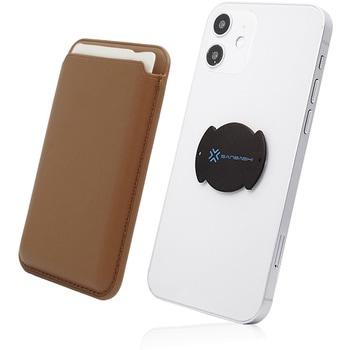 くるっと装着 着脱簡単スマートカードケース ワイヤレス充電対応 ブラウン 39thanks