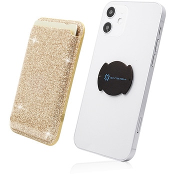 くるっと装着 着脱簡単スマートカードケース ワイヤレス充電対応 ラメゴールド 39thanks