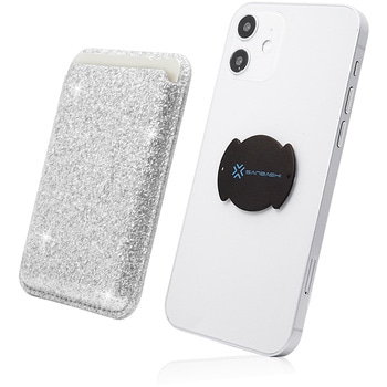 くるっと装着 着脱簡単スマートカードケース ワイヤレス充電対応 ラメシルバー 39thanks