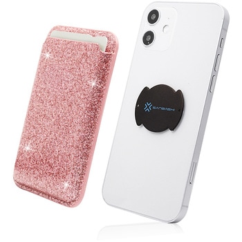 くるっと装着 着脱簡単スマートカードケース ワイヤレス充電対応 ラメピンク - 39thanks