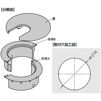 分割式配線孔キャップ LS50S-S型 LAMP(スガツネ)