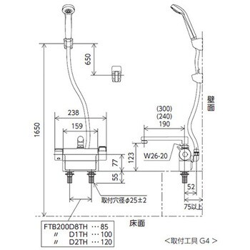 デッキ形サーモスタット式シャワー(取付ピッチ120mm)(撥水) KVK 【通販