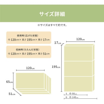 極厚高反発マットレス17cm(折り畳み) 萩原
