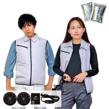 冷感保冷剤付 空調付きベスト+バッテリーセット2020-ICE STATUSUNI(ステータスユニ)