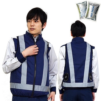 冷感保冷剤付 空調付き安全ベスト+バッテリーセット STATUSUNI(ステータスユニ)