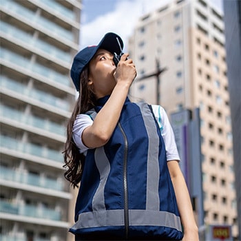 冷感保冷剤付 空調付き安全ベスト+バッテリーセット STATUSUNI(ステータスユニ)