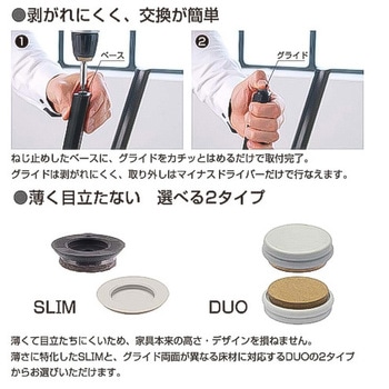 家具脚用グライド SLIM 薄型タイプ ハード仕様 LAMP(スガツネ)