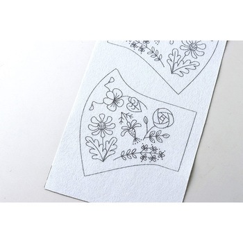 お花の刺繍マスク/アイスグレー - サンフェルト