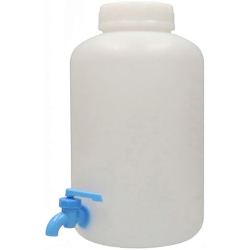 広口下口瓶 活栓付 PE製 5L 三宝