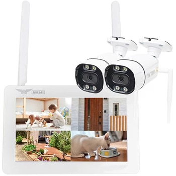 防犯カメラ 無線式 7インチモニター一体型5GHz帯Wi-Fi対応 NVR 4chモデル とカメラ1~4台セット 塚本無線