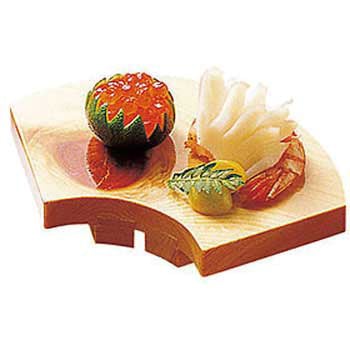 桧・紅節ミニ盛台 扇型 (すべり止め付) 用美(ヤマコー)