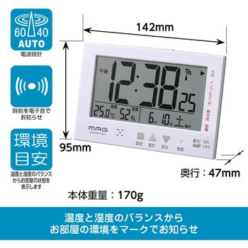 T-727 WH-Z 環境表示機能付き電波時計 エアサーチミチビキ MAG(ノア精密) アラーム 温度計 湿度計付 - 【通販モノタロウ】