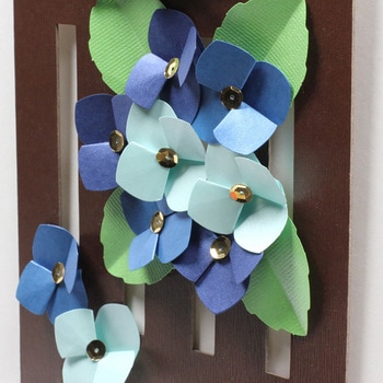ハサミを使わない立体切り絵 格子飾り手作キット紫陽花 ササガワ