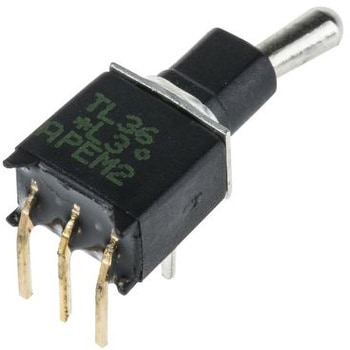 APEM トグルスイッチ， SPDT， PCB， On-On， TL36W0050 APEM