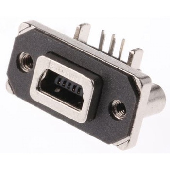 Amphenol USBコネクタ B タイプ， メス スルーホール実装 MUSBB15134 AMPHENOL