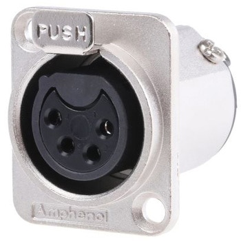 Amphenol XLRコネクタ メス 4極 ライトアングル パネルマウント AC4FDZ 銀めっき AMPHENOL