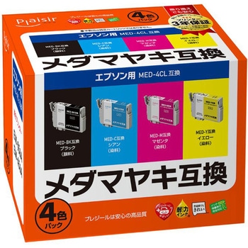 互換インクカートリッジエプソン対応MED-4CL互換4色セット(顔料) プレジール