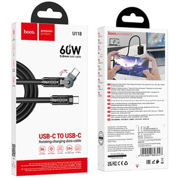 hoco U118 180Rotatingケーブル PD60W ブラック hoco