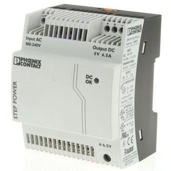 Phoenix Contact DINレール取付け用スイッチング電源，2868541，出力：6.5A，定格：32.5W 入力電圧：ac 出力電圧：dc 5V PHOENIX