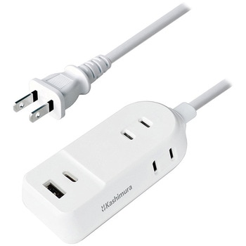 旅行用3AC-2USB-12W 1m リバーシブル 自動識別  WH カシムラ