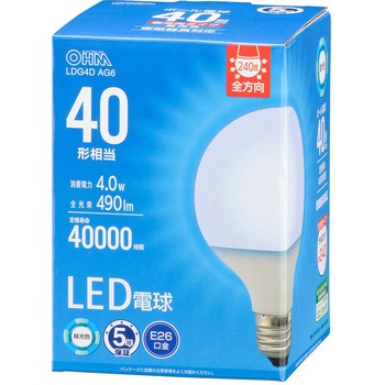 LED電球 ボール電球形 E26 全方向タイプ 40形相当 オーム電機