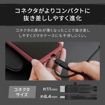 やわらか超タフで断線に強い 耐屈曲10万回以上 急速充電2.4A/データ転送 3in1ケーブル OWLTECH(オウルテック)