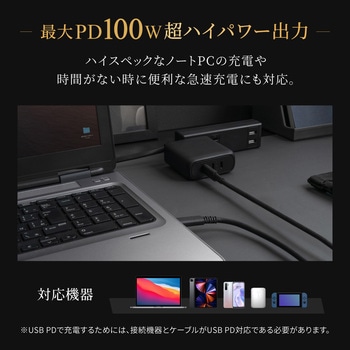 AC充電器 GaN C×3 PD100W ブラック OWLTECH(オウルテック)