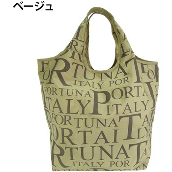 英字総柄コンパクトショッピングバッグ Porta Fortuna