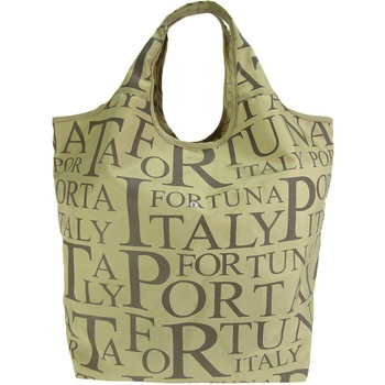 英字総柄コンパクトショッピングバッグ Porta Fortuna
