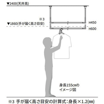 ホスクリーン「BAR型」 固定式室内物干 BK(ブラック)色 GIKEN(川口技研)