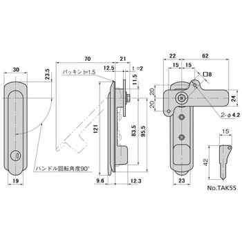 ステンレス 薄型平面スイングハンドル TAKIGEN(タキゲン)